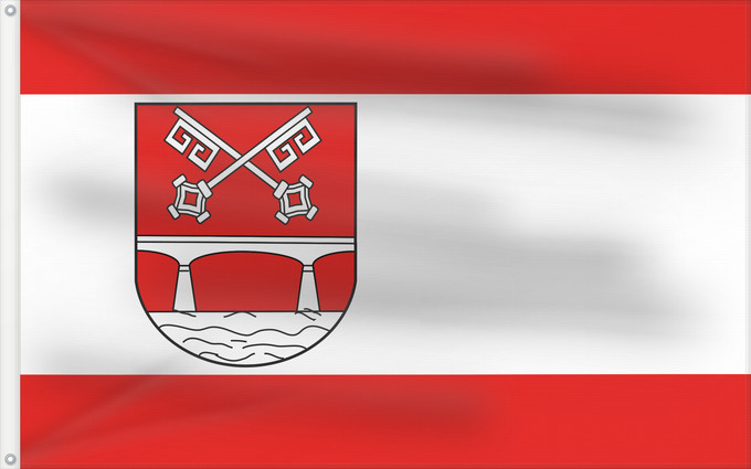 Flag, with two metal eyelets and reinforced hoist: Petershagen It is easy to put a border around this flag image