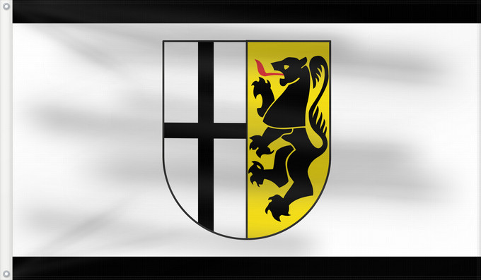 Flag, with two metal eyelets and reinforced hoist: Rhein Kreis Neuss	Rhein-Kreis Neuss	Der Kreis führt folgende Flagge Das Kreiswappen auf weißem Grund