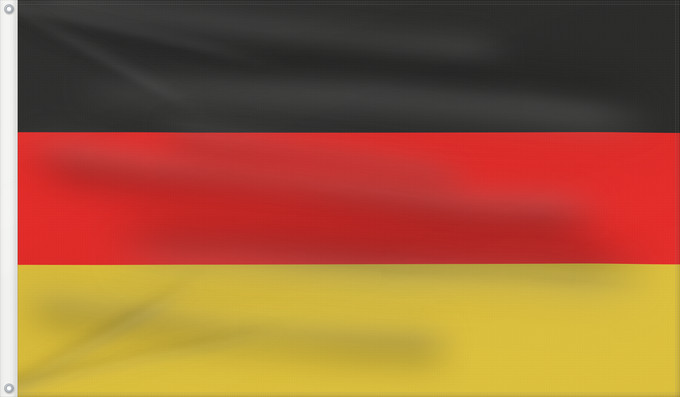 Flag, with two metal eyelets and reinforced hoist: West Germany; Flag of Germany  1990–1996	West Germany	Allemagne (1990–1996, variante dorée)	Alemania (1990–1996, variante dorada)	Bundesrepublik Deutschland in der seltenen Darstellung mit einem goldfarbenen statt eines gelben Streifens	Germania (1990–199