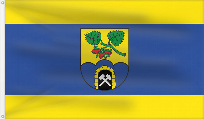 Flag, with two metal eyelets and reinforced hoist: Sprockhoevel	Beschreibung der Flagge  Von Gelb zu Blau zu Gelb im Verhältnis 1 3 1 quergestreift