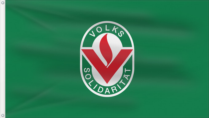 Flag, with two metal eyelets and reinforced hoist: Volkssolidarität DDR	Volkssolidarität (DDR)	Volkssolidarität (RDA)	Volkssolidarität, DDR bis 1990	Volkssolidarität (RDT)