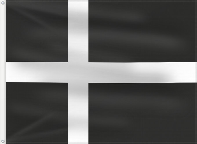 Flagge, mit zwei Metallösen und verstärktem Besatzband: Danish flag of mourning	Alleged early modern Danish flag of mourning  Sorgeflag