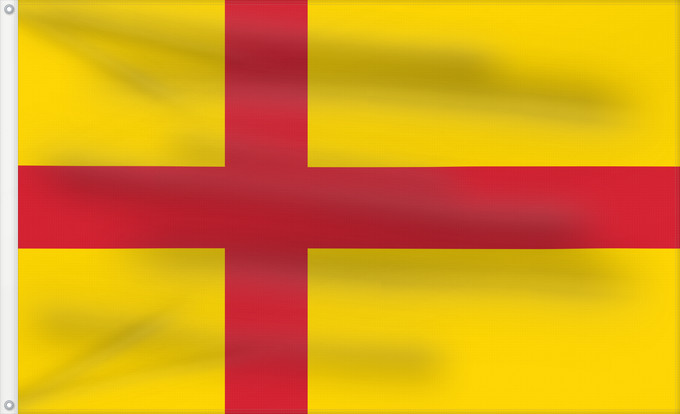 Flag, with two metal eyelets and reinforced hoist: Kalmar Union	Merely a recreation of what the flag is thought to have looked like	Il s agit simplement d une reconstitution de l aspect supposé du drapeau de l Union de Kalmar	Unión de Kalmar (reconstrucción)	Kalmarer Union (Rekonstruktion)	Questa è solo u