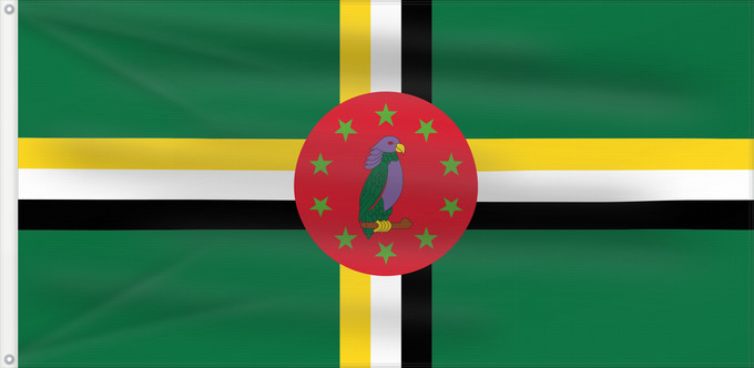 Drapeau, avec deux œillets métalliques et guindant renforcé : Dominica  1978–1981	Dominica 1978-1981	Dominique (1978–1981)	Dominica (1978–1981)