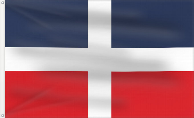 Flagge, mit zwei Metallösen und verstärktem Besatzband: Dominican Republic  up to 1844	Dominican Republic (up to 1844)	République dominicaine (jusqu'en 1844)	República Dominicana (hasta 1844)	Dominikanische Republik (bis 1844)	Repubblica Dominicana (fino al 1844)	Historical flag of the Dominican Republic  up t
