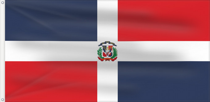 Bandera, con dos ojales metálicos y lado del asta reforzado: Naval Ensign of the Dominican Republic