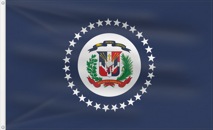 Bandera, con dos ojales metálicos y lado del asta reforzado: Naval Jack of the Dominican Republic