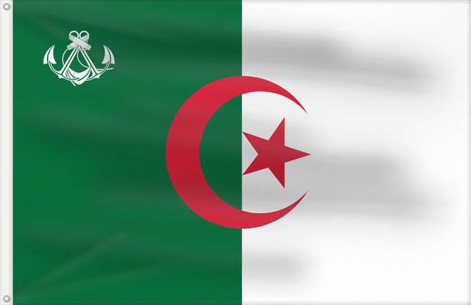 Drapeau, avec deux œillets métalliques et guindant renforcé : Naval Ensign of Algeria