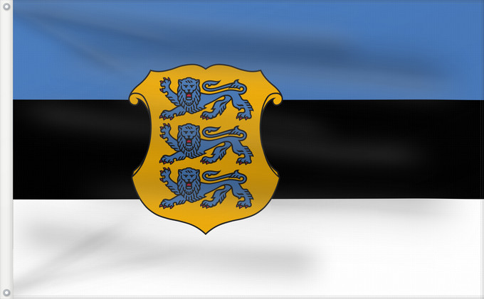 Flag, with two metal eyelets and reinforced hoist: Estonia - Minister of Defence Estonian Minister of Defence Ministre de la Défense de l'Estonie Ministro de Defensa de Estonia Verteidigungsminister von Estland Ministro della Difesa dell'Estonia Kaitseministri lipp