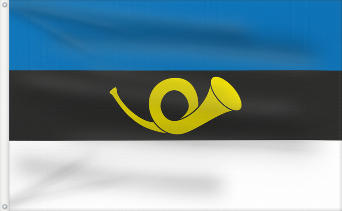 Drapeau, avec deux œillets métalliques et guindant renforcé : Estonia - Postal	Estonian postal flag, officially in use until 2009	Pavillon postal estonien (jusqu'en 2009)	Bandera postal de Estonia (hasta 2009)	Estnische Postflagge (bis 2009)	Bandiera postale estone (fino al 2009)	Postilipp