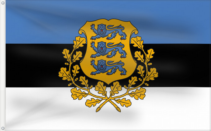 Flag, with two metal eyelets and reinforced hoist: President of Estonia Presidential Standard of Estonia Étendard présidentiel de l'Estonie Estandarte Presidencial de Estonia Standarte des estnischen Präsidenten Stendardo presidenziale dell'Estonia