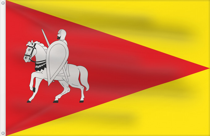 Bandera, con dos ojales metálicos y lado del asta reforzado: Agüero	Agüero-Huesca-Spain	Agüero; Paño de proporción 2/3, jironado al asta