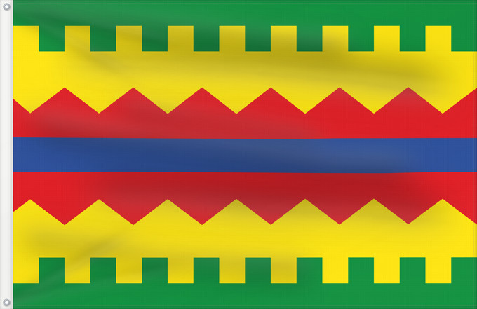 Bandera, con dos ojales metálicos y lado del asta reforzado: Aguarón	Aguarón, in Zaragoza province, Aragon	Aguarón, en la provincia de Zaragoza, Aragón