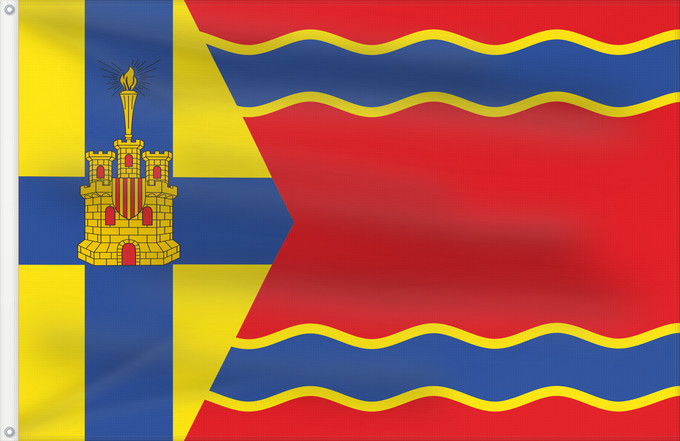 Bandera, con dos ojales metálicos y lado del asta reforzado: Aguatón	Aguatón municipal flag	Drapeau municipal d'Aguatón	Municipal de Aguatón  Teruel  De proporción 2/3, paño rojo al batiente con dos bandas onduladas azules	Gemeindeflagge von Aguatón	Bandiera municipale di Aguatón