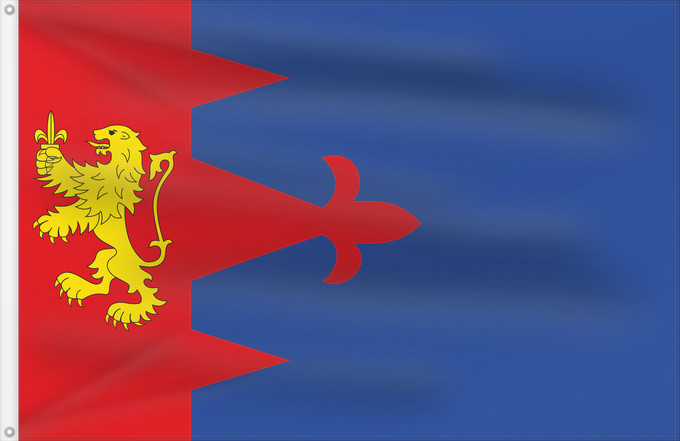 Bandera, con dos ojales metálicos y lado del asta reforzado: Albalate del Arzobispo	***Esta bandera no es la correcta***	D Albalat de l Arzebispe  Martín Baxo, Aragón