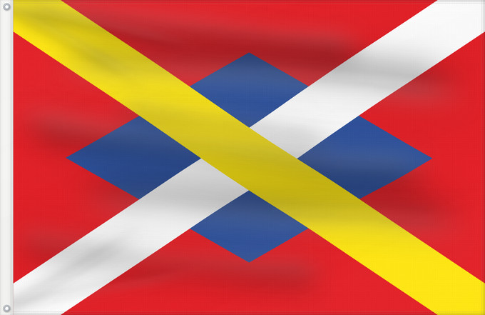 Bandera, con dos ojales metálicos y lado del asta reforzado: D Albanyà	Albanyà	Apaisada	Apaïsada