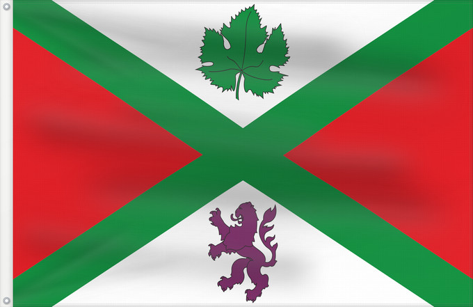 Bandera, con dos ojales metálicos y lado del asta reforzado: Alcudia de Monteagud	Alcudia de Monteagud  Almería province - Spain	Municipio de Alcudia de Monteagud  Almería - España Según la descripción Paño de proporciones 2/3, con un aspa verde