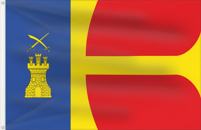 Bandera, con dos ojales metálicos y lado del asta reforzado: Alfambra	Alfambra-Teruel-Spain	Alfambra-Teruel