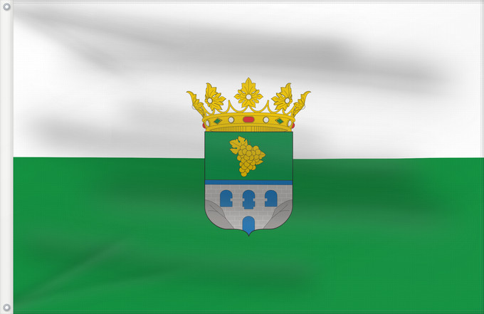 Bandera, con dos ojales metálicos y lado del asta reforzado: Alhama de Almería	Alhama de Almería  Province of Almería - Spain	Municipio de Alhama de Almería  Almería - España  Según la descripción Paño rectangular de proporciones 1 1,5 cuya superficie se divide mediante la partición por mitad en alto en dos partes 