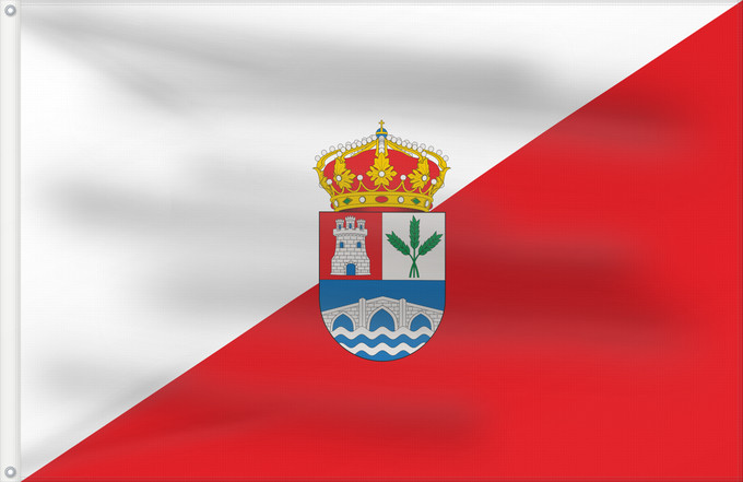 Bandera, con dos ojales metálicos y lado del asta reforzado: Alija del Infantado Spain	Alija del Infantado, in León province, Spain	Alija del Infantado	Rectangular