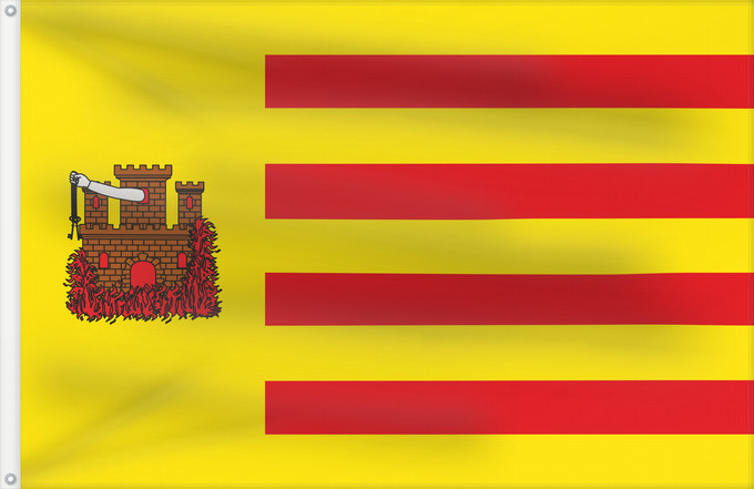 Bandera, con dos ojales metálicos y lado del asta reforzado: Báguena	Báguena-Teruel-Spain	Báguena-Teruel