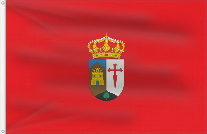 Bandera, con dos ojales metálicos y lado del asta reforzado: Bacares	Bacares municipality  Almería province - Spain	Municipio de Bacares  Almería - España  Según la descripción De color rojo