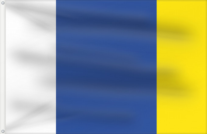 Flagge, mit zwei Metallösen und verstärktem Besatzband: Canarias Libre	La bandera adoptada por el Movimiento Canarias Libre