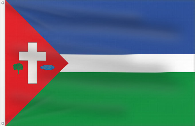 Bandera, con dos ojales metálicos y lado del asta reforzado: Capdesaso-Huesca	Capdesaso-Huesca-Spain