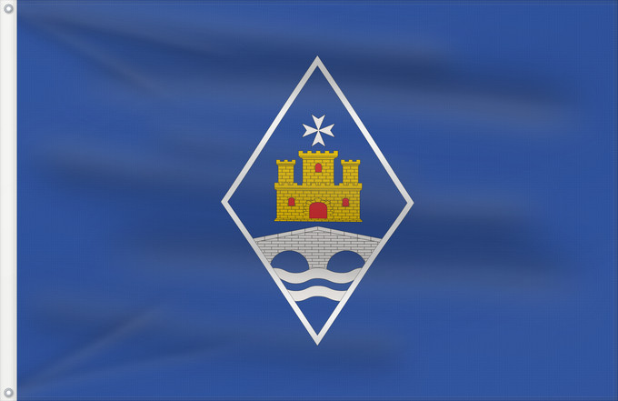 Bandera, con dos ojales metálicos y lado del asta reforzado: Castejón del Puente	Castejón del Puente Bandera Paño azul