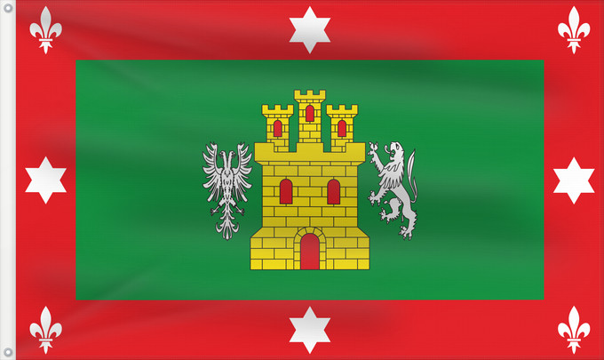 Bandera, con dos ojales metálicos y lado del asta reforzado: Castilleja del Campo  Sevilla	Castilleja del Campo, Seville, Spain	Castilleja del Campo	Castilleja del Campo, Sevilla, España
