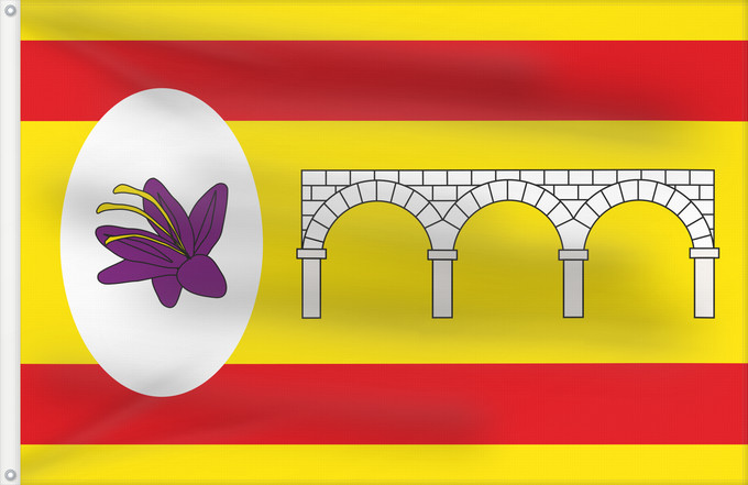 Bandera, con dos ojales metálicos y lado del asta reforzado: Cortes de Aragón Municipio de Cortes de Aragón en la provincia de Teruel España