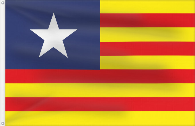 Bandera, con dos ojales metálicos y lado del asta reforzado: Estado Aragonés	Aragonese State	État aragonais	Aragonischer Staat	Stato Aragonese