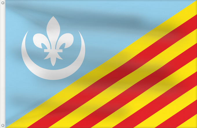 Bandera, con dos ojales metálicos y lado del asta reforzado: Gaià	Apaisada	Apaïsada
