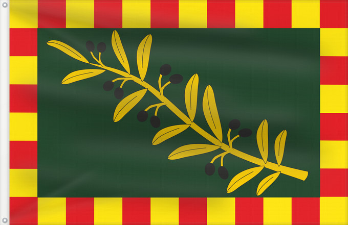 Bandera, con dos ojales metálicos y lado del asta reforzado: Les Garrigues	Consell Comarcal de les Garrigues	Representació de la bandera del Consell Comarcal de les Garrigues