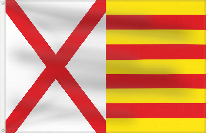 Bandera, con dos ojales metálicos y lado del asta reforzado: L Hospitalet de Llobregat L Hospitalet de Llobregat, Barcelona, Spain L'Hospitalet de Llobregat Hospitalet de Llobregat, Barcelona, España L Hospitalet de Llobregat, Barcelona, Espanya
