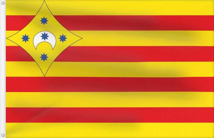Bandera, con dos ojales metálicos y lado del asta reforzado: Comarca del Aranda	Comarque de l'Aranda	Comarca dell'Aranda