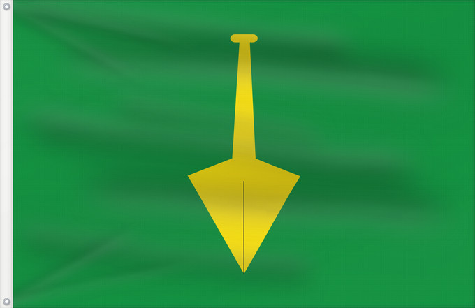 Bandera, con dos ojales metálicos y lado del asta reforzado: Les Masies de Voltregà	Apaisada	Apaïsada de proporcions dos d alt per tres de llarg
