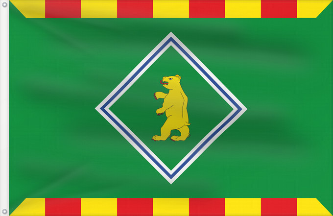 Bandera, con dos ojales metálicos y lado del asta reforzado: Osso de Cinca	Municipal de Osso de Cinca  Huesca  Paño verde