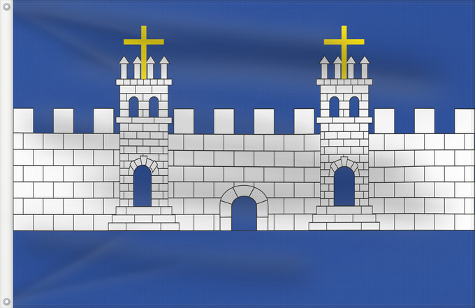 Bandera, con dos ojales metálicos y lado del asta reforzado: Pla de Santa Maria Apaisada Apaïsada