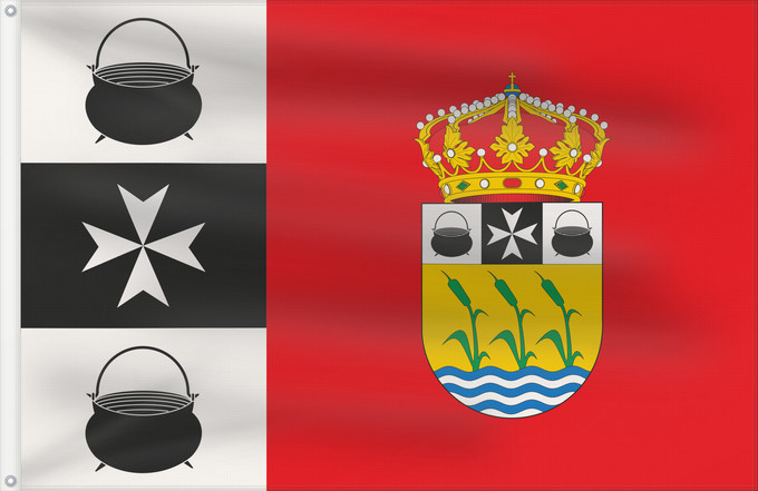 Bandera, con dos ojales metálicos y lado del asta reforzado: Reinoso de Cerrato Reinoso de Cerrato Palencia, Castile and León Municipal de Reinoso de Cerrato Palencia