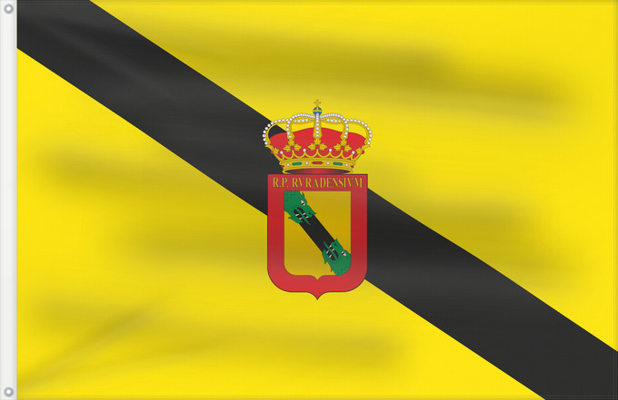 Bandera, con dos ojales metálicos y lado del asta reforzado: Rus  Jaén	Rus, Jaén, Spain	Rus (Jaén)	Rus, Jaén, España