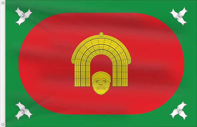 Flag, with two metal eyelets and reinforced hoist: Sesué	Sesué-Huesca-España	Paño rojo