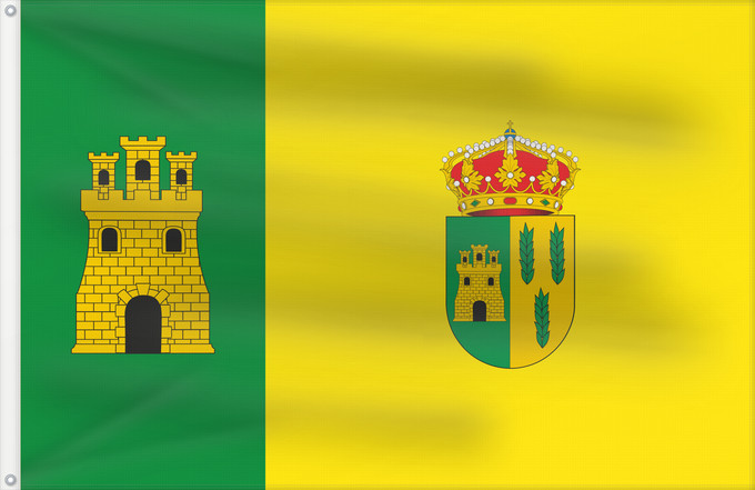 Bandera, con dos ojales metálicos y lado del asta reforzado: Tabernas	Municipio de Tabernas  Almería- España  Según la descripción Paño rectangular