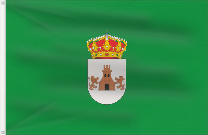 Bandera, con dos ojales metálicos y lado del asta reforzado: Torrevelilla	Escudo de Torrevelilla - Teruel - España La bandera tendrá la proporción 2/3, y será verde