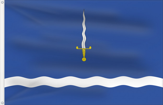 Bandera, con dos ojales metálicos y lado del asta reforzado: Vespella de Gaià Apaisada Apaïsada de proporcions dos dalt per tres de llarg