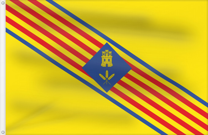 Bandera, con dos ojales metálicos y lado del asta reforzado: Villafranca del Campo	Villafranca del Campo  Teruel