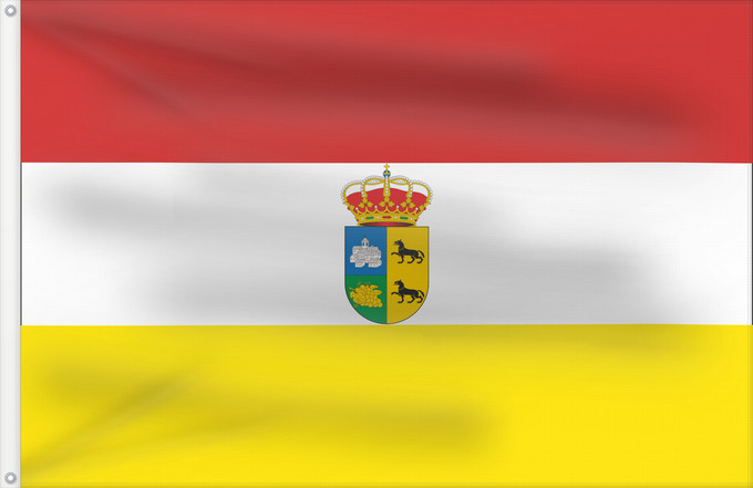 Bandera, con dos ojales metálicos y lado del asta reforzado: Villanueva del Rey  Córdoba	Villanueva del Rey, Córdoba, Spain	Villanueva del Rey	Villanueva del Rey, Córdoba, España
