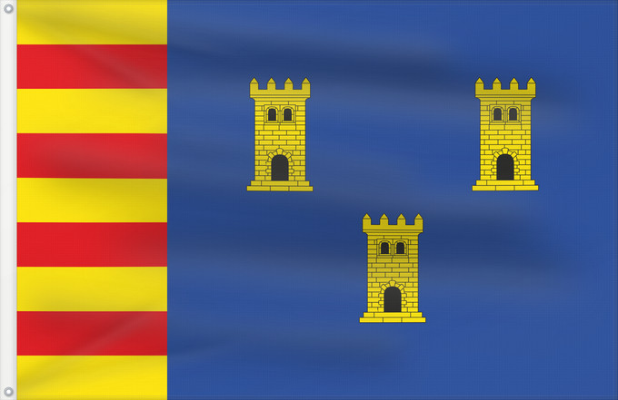 Bandera, con dos ojales metálicos y lado del asta reforzado: Villarquemado	Villarquemado-Teruel-Spain	Villarquemado-Teruel