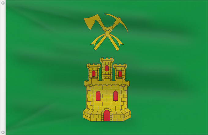 Bandera, con dos ojales metálicos y lado del asta reforzado: Villaviciosa de Odón Spain	Villaviciosa de Odón	De proporciones 2 3. Sobre paño verde un castillo de oro almenado