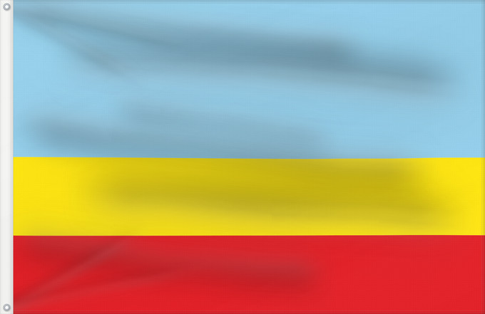 Bandera, con dos ojales metálicos y lado del asta reforzado: Vilosell	Apaisada	Vilosell, Espanya